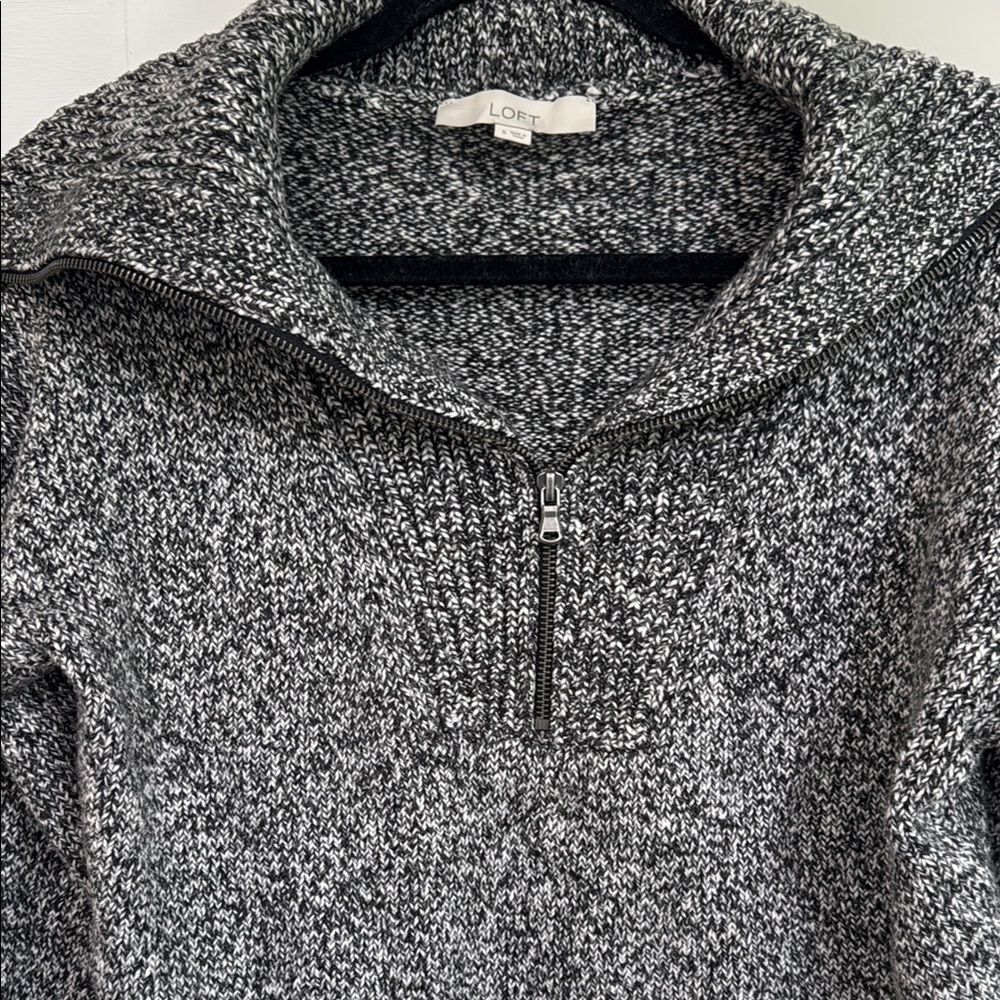 LOFT Half Zip Black and White SweaterSize Small - Picture 4 of 9
